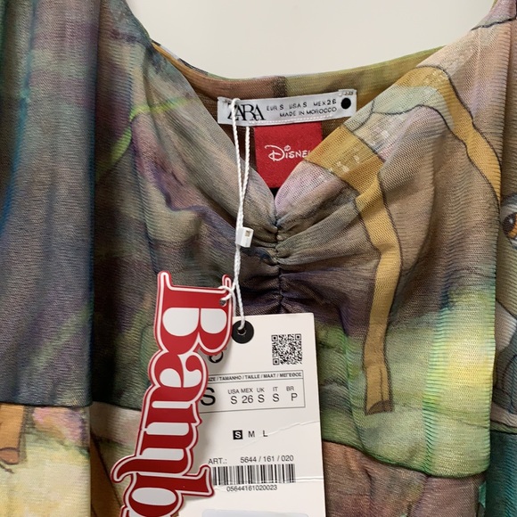 Zara Disney Bambi Print Tulle Midi Dress NWT Small - Picture 12 of 13